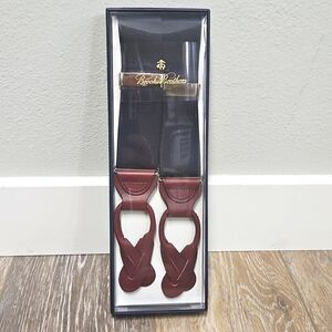 Brooks Brothers Navy Brown Leather Suspenders New Classic Formal Business Casual